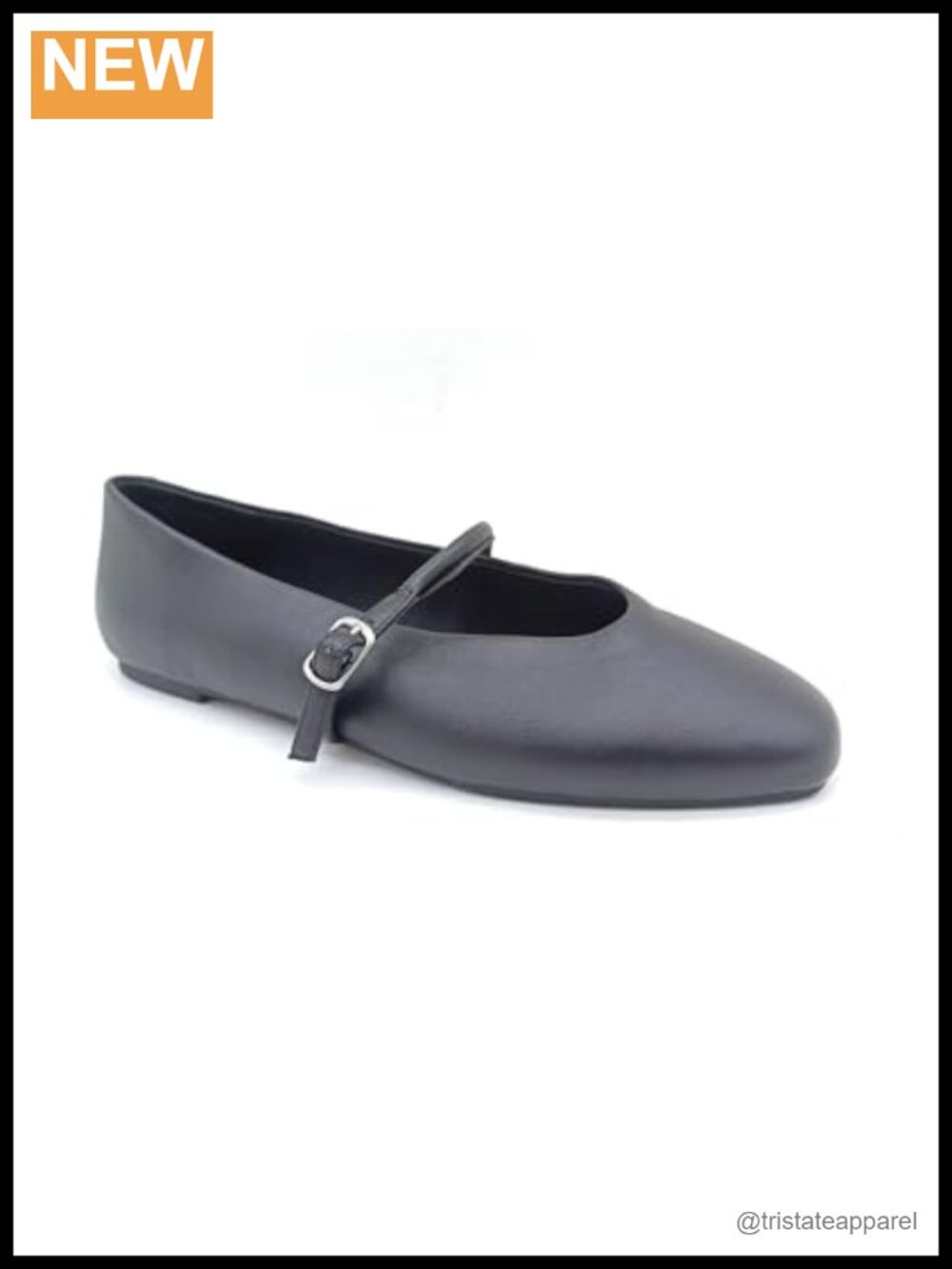 Women's Mary Jane Ballet Flats Leather Buckle Strap Comfort Insole Almond Toe